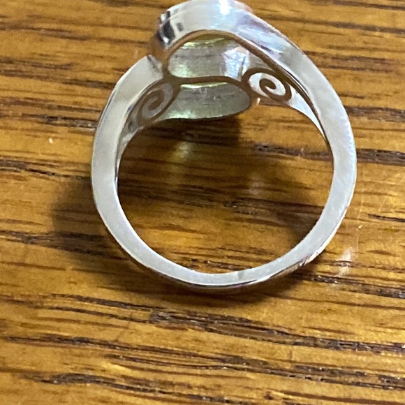Peridot Double Stone Sterling Silver Ring size 7 - Picture 5 of 6